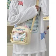 Estudantes do ensino fundamental saco do mensageiro menina lanche medição dor saco médio grande crianças outing moeda bo
