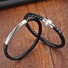 Pulseira De Aço Inoxidável Charmosa Para Homens Fivela De Couro Feminino Casal Masculino Bangle Jewelry Acessórios