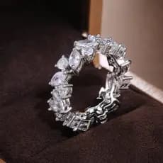 925 Prata Esterlina Romântico Anéis De Casamento Nupcial Brilhante Marquise Redondo Cristal Zircônia Banda Irregular Del