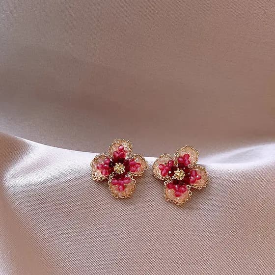 S925 prata agulha rosa flor brincos High-End nicho Design brincos feminino 2023 novo estilo na moda brincos