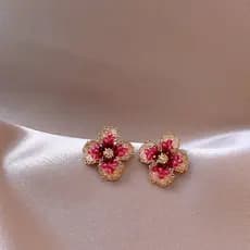 S925 prata agulha rosa flor brincos High-End nicho Design brincos feminino 2023 novo estilo na moda brincos