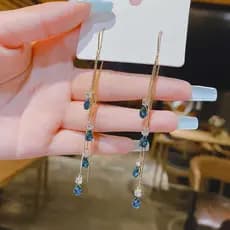 Brincos de borla longa com gota de água cravejada de diamantes exclusivos e elegantes estilo Design brincos femininos el