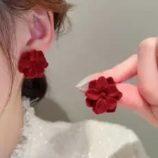 Francês Retro reunindo vinho vermelho rosa flor brincos 2018 outono inverno novo estilo temperamento estilo Hong Kong ni