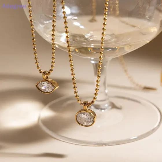 Adegree Moda Zircão Pingente Nelace Para Mulheres Banhado A Ouro Cavalo Olho Forma Jóias Jantar Amigos Reunião Novo