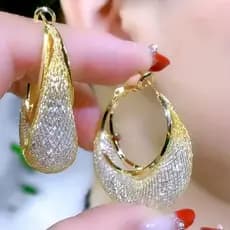 Brincos elegantes de zircônia de malha brilhante de luxo para mulheres, joias de casamento femininas, presentes Premium