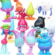 12 Peças Trolls Ramo De Papoula Figuras De Anime Miniatura Kids Toys Kit