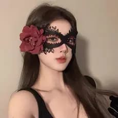 [Estoque pronto] Máscara de flor preta Masquerade Party Dress Up Props Party Mystery Half Face Mask Máscara de olho Maqu