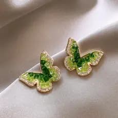 Brincos de borboleta de cristal verde nicho único temperamento brincos luz luxo High-End moda brincos 2024 novo estilo