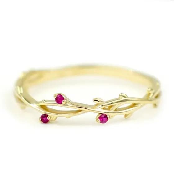 Youngwish novo estilo incrustado anel de corindo vermelho europeu americano pequeno feminino banhado a ouro 18k anel de
