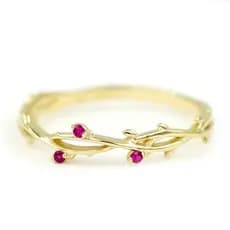 Youngwish novo estilo incrustado anel de corindo vermelho europeu americano pequeno feminino banhado a ouro 18k anel de