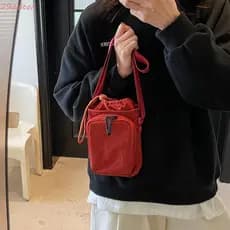 Bolsa Para Garrafa De Água De Ombro DALTON , Crossbody De Lona Com Cordão Celular , Moda Minimalista , Cor Sólida , Port