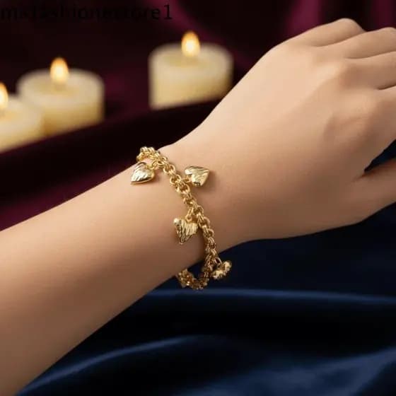 Pulseira De Ouro MXFASHIONE , Elegante De Coração De Material De Cobre Robusta Com Pingente De Corrente Exclusiva