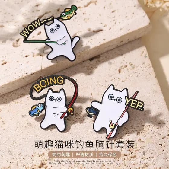 Acessórios de vestuário para presente com emblemas de pesca, broches divertidos, acessórios criativos e fofos, conjunto