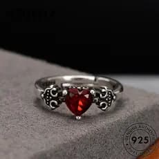 BONNY JEWELRY 925 rubi feminino prata coração retrô joias pratas compromisso de em anéis casamento aliança legítima f