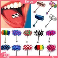 { Deryu } Unisexo Martelo Punk Em Forma De Vibratório Piercing De Barra De Língua Jóias De Perfuração Corporal