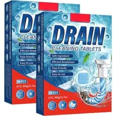 Drain Cleaner for Bad Smells, Sink Unblocking Tablets, 24 Tablets Foaming Drain Odour Remover for Kitchen and Bathroom,