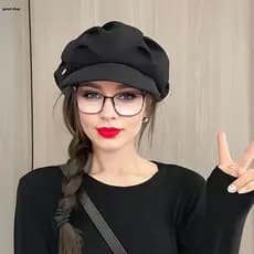 Boina Casual Vintage Feminina , Chapéu De Cor Sólida , Tecido Macio , Bonés Quentes De Inverno , Presentes Ideais Para A