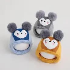 Bonito Pompom Bebê Gorro Outono Inverno Quente Infantil Meninos Meninas Proteção De Orelha Bonés Ao Ar Livre À Prova De