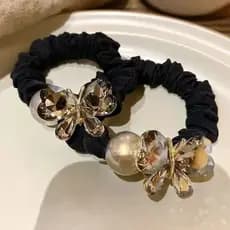 [Corda de cabelo Com laço de strass Corda de cabeça de pérola High-End Novo estilo Cabeça de bola de rabo de cavalo Ferr