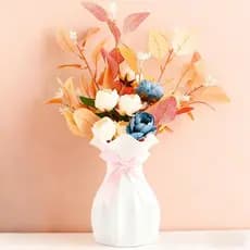 Vaso de Flores Pequeno de Plástico, Vaso Decorativo com Aparência de Cerâmica para Flores Secas e Artificiais, Vaso Boni