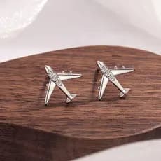 925 prata moda na moda pequeno diamante-cravejado pequeno avião brincos feminino luz luxo simples All-Match pequeno fres