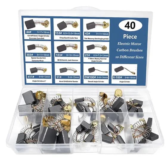 40 peças de escovas de carbono para motores elétricos em 10 tamanhos para substituição e reparo de ferramentas elétricas