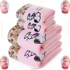 Toalha De Banho + Conjunto De Algodão Snoopy Azul Mágico 70 * 140cm + 35 * 70cm