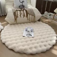 Tapete Redondo De Pele De Coelho Falso Para Quarto , Sala De Estar , Decoração Aconchegante De Casa , Sofá-Cama