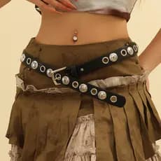 Cinto de corrente estilo punk, cinto sem furos com design vazado, cinto versátil de moda coreana para homens e mulheres,