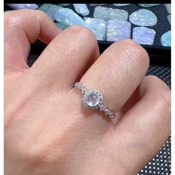 Imitação de alto gelo calcedônia anel aberto flor de gelo anel de diamante completo moda literária na moda pulseira