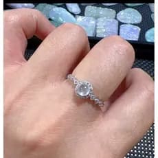 Imitação de alto gelo calcedônia anel aberto flor de gelo anel de diamante completo moda literária na moda pulseira