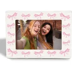 Porta-retratos Coquette Bow - Design de Laços Rosa Estilo Preppy, Presentes, Porta-retratos de Madeira 4x6, Presentes pa