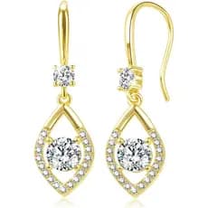 Brincos Pendentes de Ouro para Mulheres, Brincos Pendentes de Ouro 14K para Mulheres, Brinco Minimalista com Zircônia Cú
