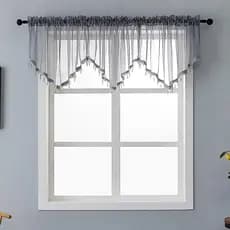 Cortinas de Voile com Contas para Sala de Estar, Cortina de Voile com Franjas e Acabamento de Contas para Janela de Esti