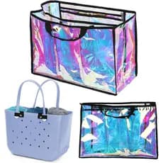 Organizador de Bolsa Holográfico em PVC para Acessórios de Bolsas Bogg Extra Grandes – Impermeável e Durável, Divisória