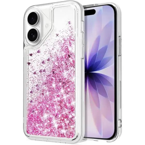 Capa para iPhone 17, Design Transparente com Brilho, Líquido Flutuante com Glitter Colorido, Capa Protetora de TPU para