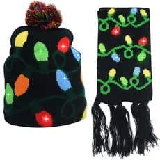 Sept.Filles Chapéus de Festa de Natal para Crianças, Chapéu Luminoso, Gorro de Inverno, Cachecol, Gorro Infantil