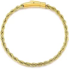 Men's 18K Gold Filled Bracelet - 8 Inch Rope Chain Bracelet with Easy-On Bayonet Clasp, Jewelry Box Included, Anniversar
