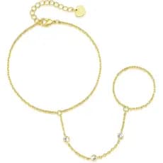 Pulseiras de Ouro para Mulheres, Pulseira de Ouro 14K para Mulheres, Pulseira de Mão para Mulheres, Elegante com Zircôni