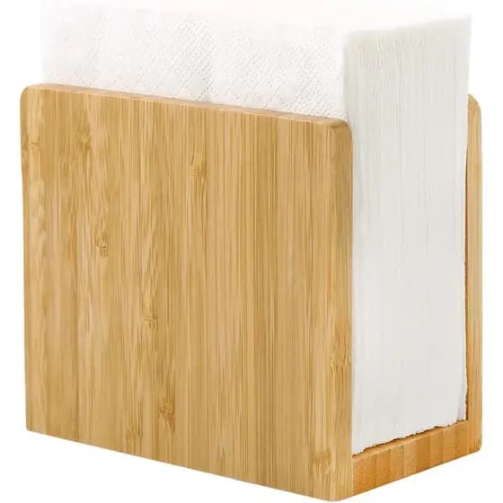 Porta-Guardanapos Vertical de Bambu - De Madeira, Natural, Resistente e Impermeável - Para Mesa, Cozinha e Bancadas