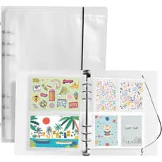 Organizador de Adesivos Bercoor A5, Álbum de Armazenamento de Adesivos Reutilizável com 60 Páginas de Bolsos, Livro Orga