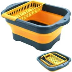 Pia Dobrável com Escorredor para Cozinha, Balde Portátil para Camping, 2,9 Galões (11L) (Azul)