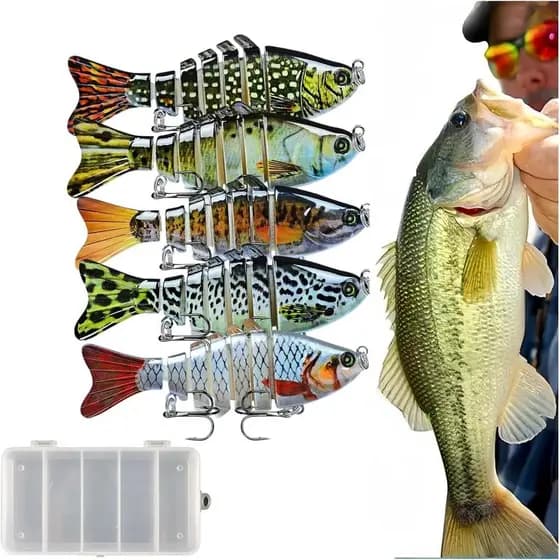 Novo Equipamento de Pesca - Isca Biomimética, 5 Peças de Isca Biônica, Isca Biônica 3D que Nada Como um Peixe Real, Adeq