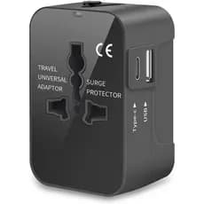 Adaptador de Viagem, Adaptador de Energia Universal, Conversor de Tomada AC para Viagens com Portas de Carregamento Tipo