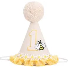 Chapéu de Aniversário de 1 Ano com Tema de Abelha para Meninas - Decorações de Primeiro Aniversário com Tema de Abelha,