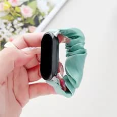 Pulseira fina estilo scrunchie seda brilhante cor sólida simples feminina compatível Apple e Xiaomi Watch 8/9