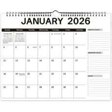 Calendário de Parede 2026, Calendário Mensal de Parede 2026, Planejador de Calendário para 18 Meses 11,5"x14,5", Planeja