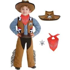 Cowboy Costume for Kids,Boy Brown Western Costume,Cowgirl Outfit Set Dress Up Party Halloween Costumes