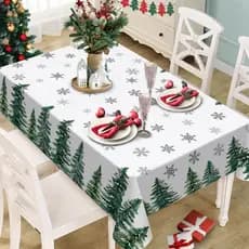 Toalha de Mesa Retangular com Estampa de Árvore de Natal 60 x 84 Polegadas, Toalha Decorativa para Mesa de Jantar com Pi