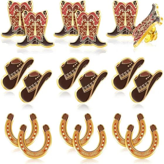 Crowye 18 Peças de Broches de Lapela Estilo Cowboy Ocidental para Homens e Mulheres, Broches de Cowboy e Cowgirl com Tem